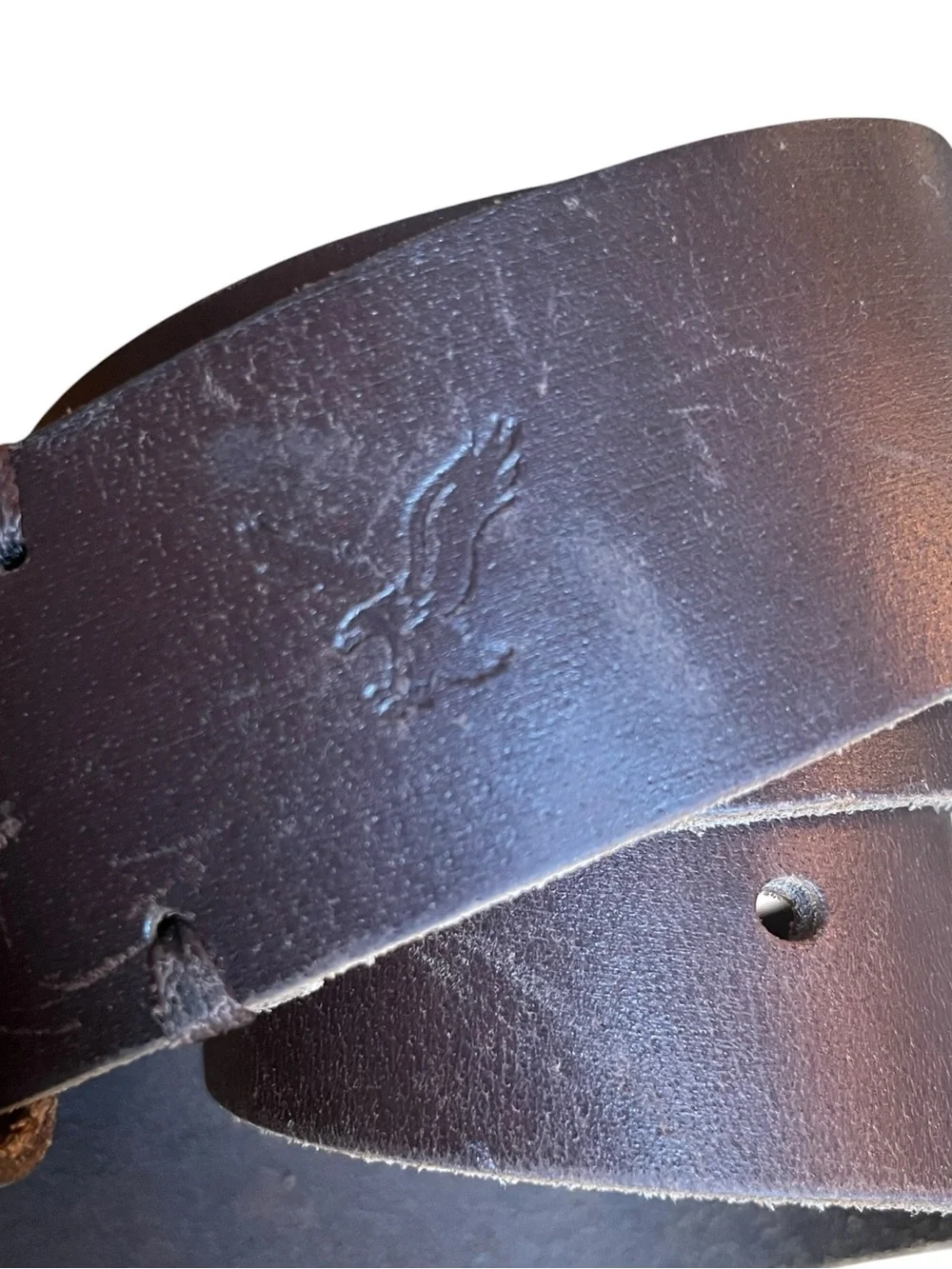 Vintage American Eagle Outfitters Brown Leather Wide Belt Eagle Sz 32 Rugged